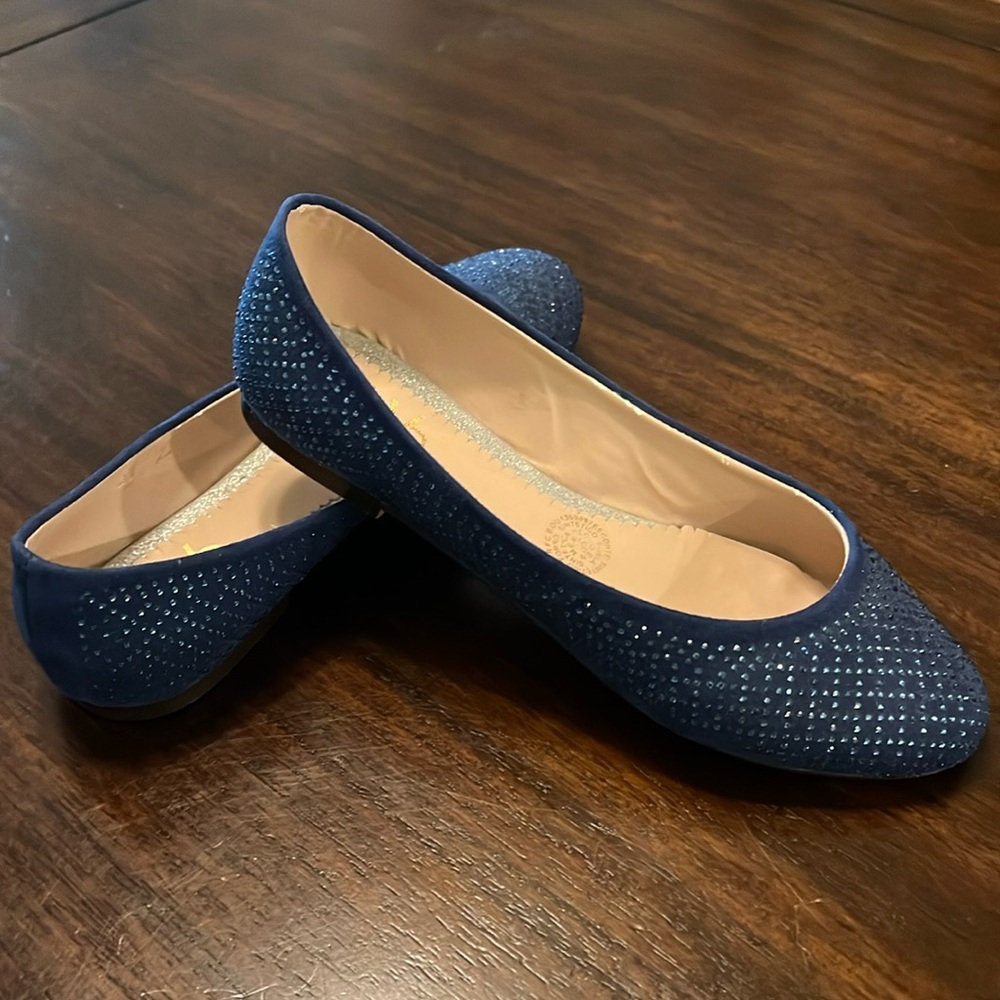 New Sparkling Rhinestones Navy Blue Sz 5.5 - Picture 2 of 4